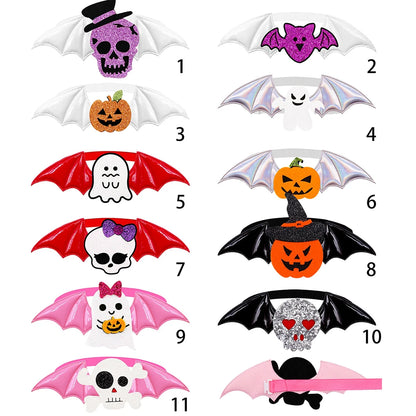 50PCS Halloween Decorate Dog Bowtie Wings Dog Bow Tie Skull Pumpkin Grooming Cat Bowknot Puppy Festival Parties Petsupplies