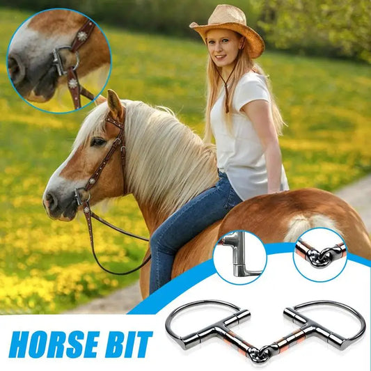 Horse Snaffle Bit D Ring Horse Mouth Snaffle Bit With Copper Roller Mouth Single Joint Horse Bit D-Ring Snaffle Bits For