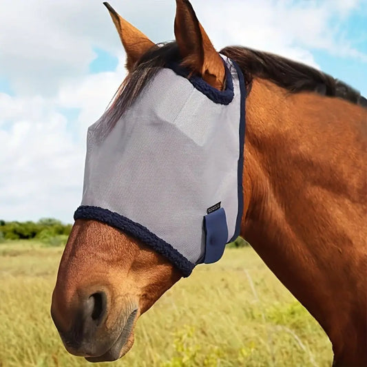 Anti Mosquito Horse Anti Fly Mesh Mask Adjustable Stretchy Horse Eye Shield Knitted Breathable Horse Fly Protective Cover