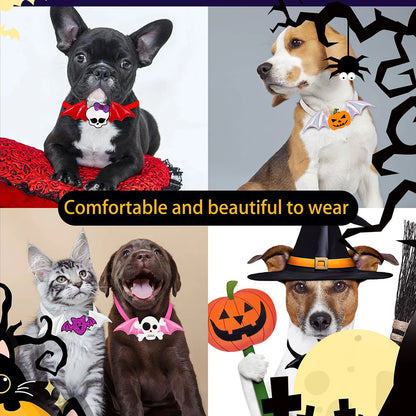 50PCS Halloween Decorate Dog Bowtie Wings Dog Bow Tie Skull Pumpkin Grooming Cat Bowknot Puppy Festival Parties Petsupplies